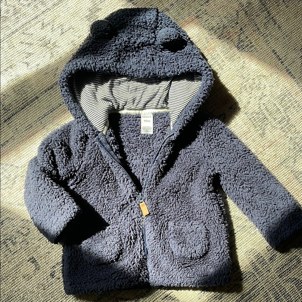 Cozy Navy Blue Teddy Bear Hoodie